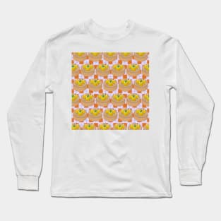 Dim Sum Funky Hong Kong Street Food with Lilac and Orange Tile Floor - Pop Art Long Sleeve T-Shirt